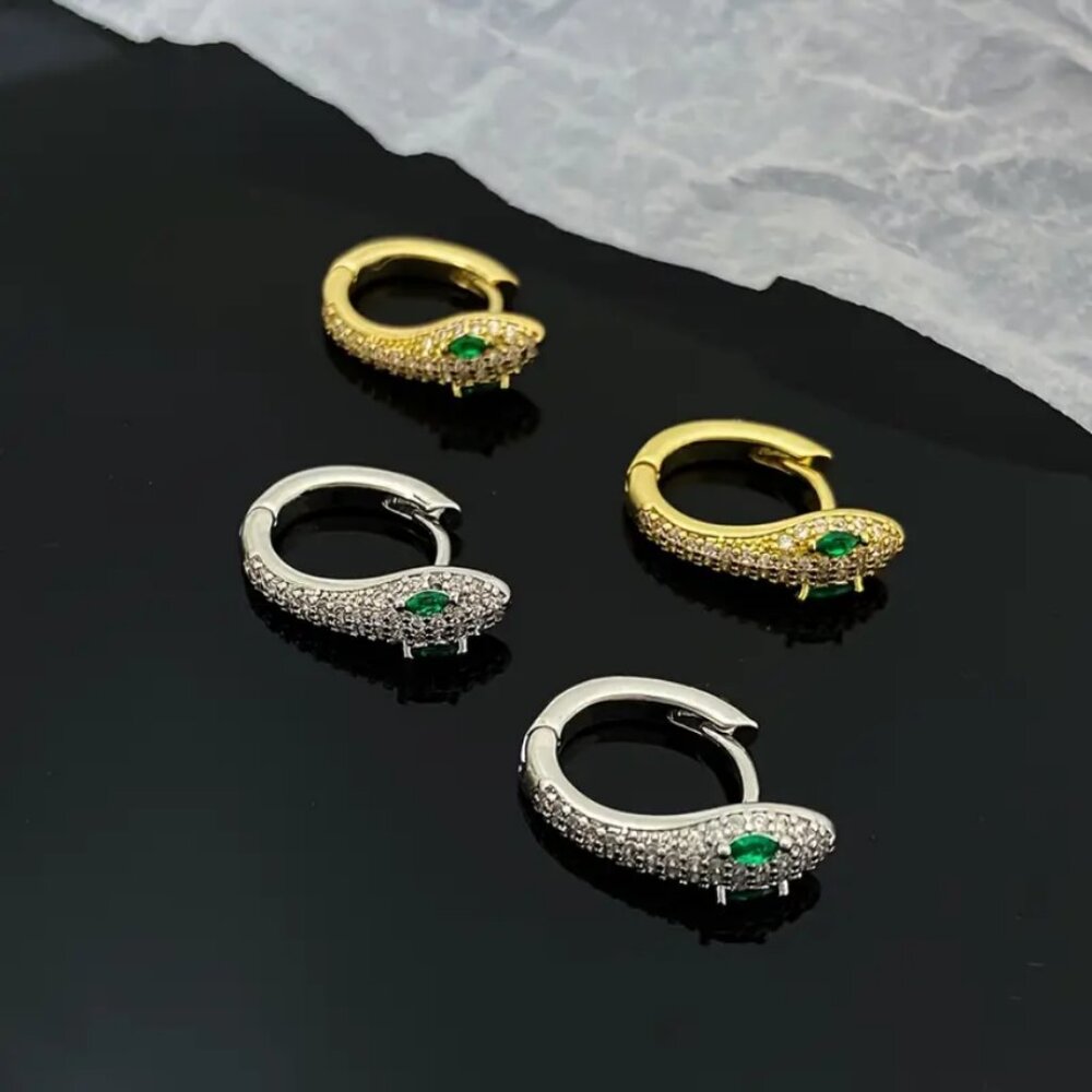 14K Gold 2ct Green Emerald 1ct Diamond Mens Huggie Hoop Gemstone Earrings NEW - Picture 8 of 8